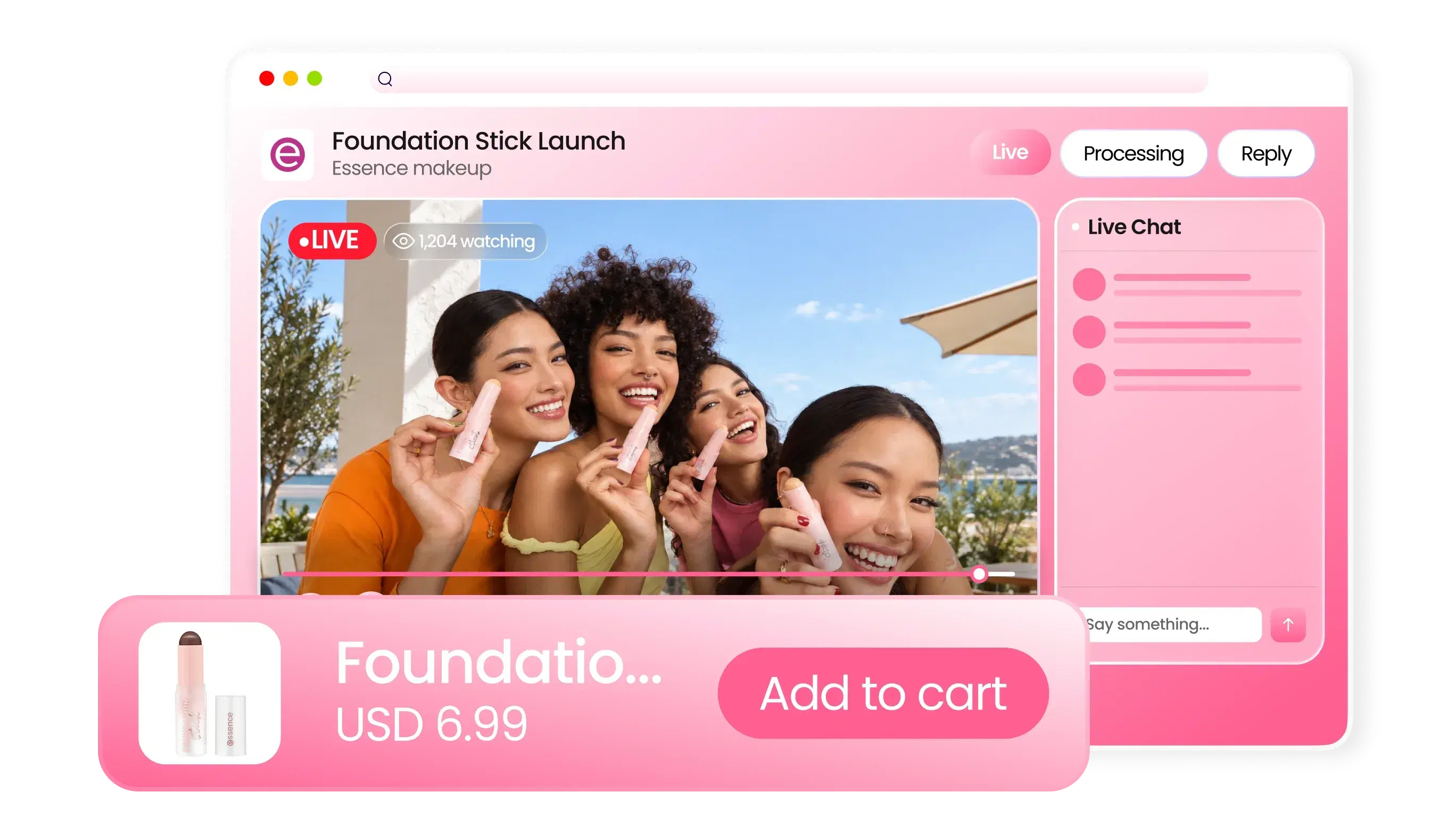 Veel live player embedded on a brand website