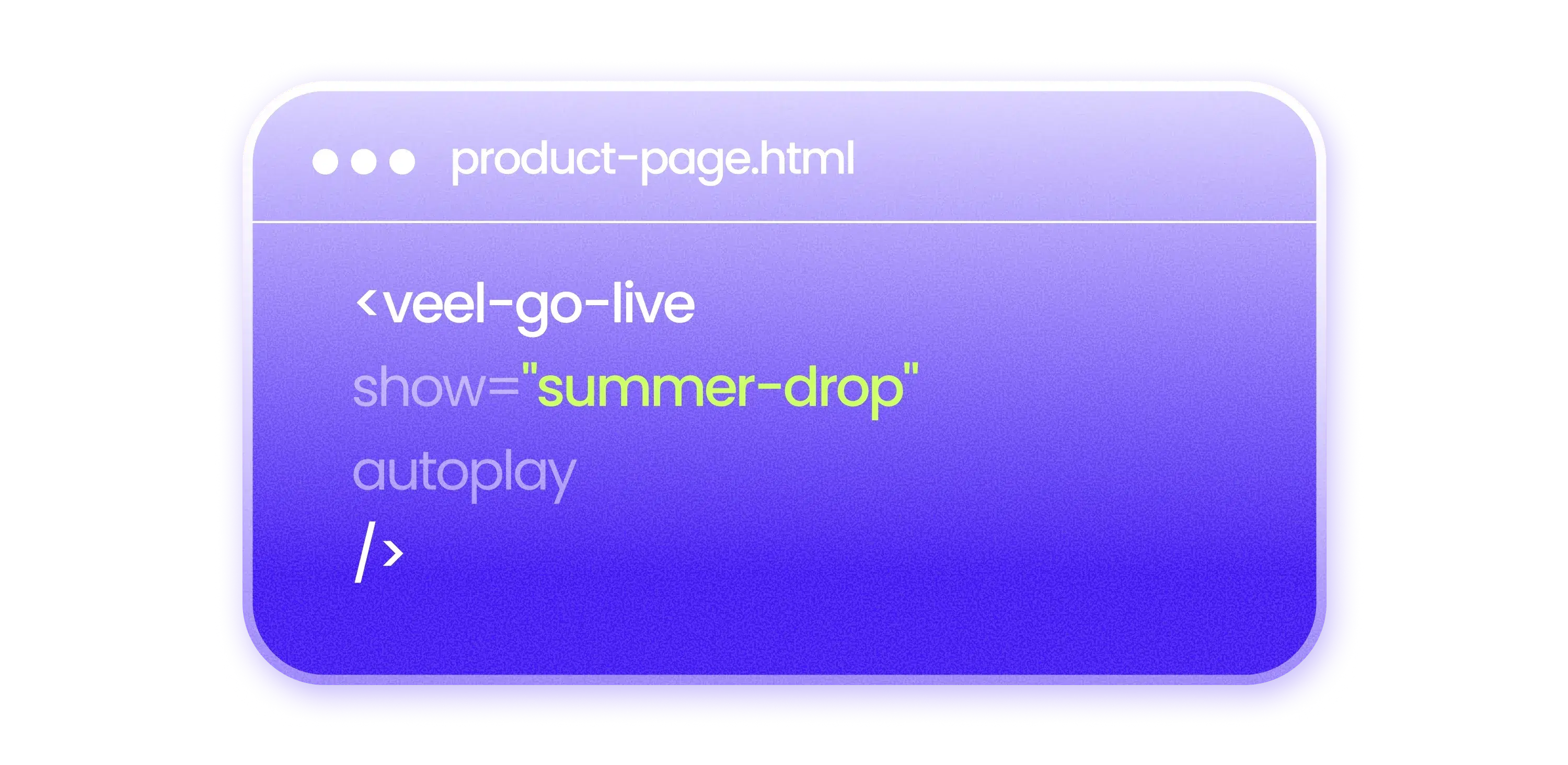 Go Live embed snippet placed on a product page