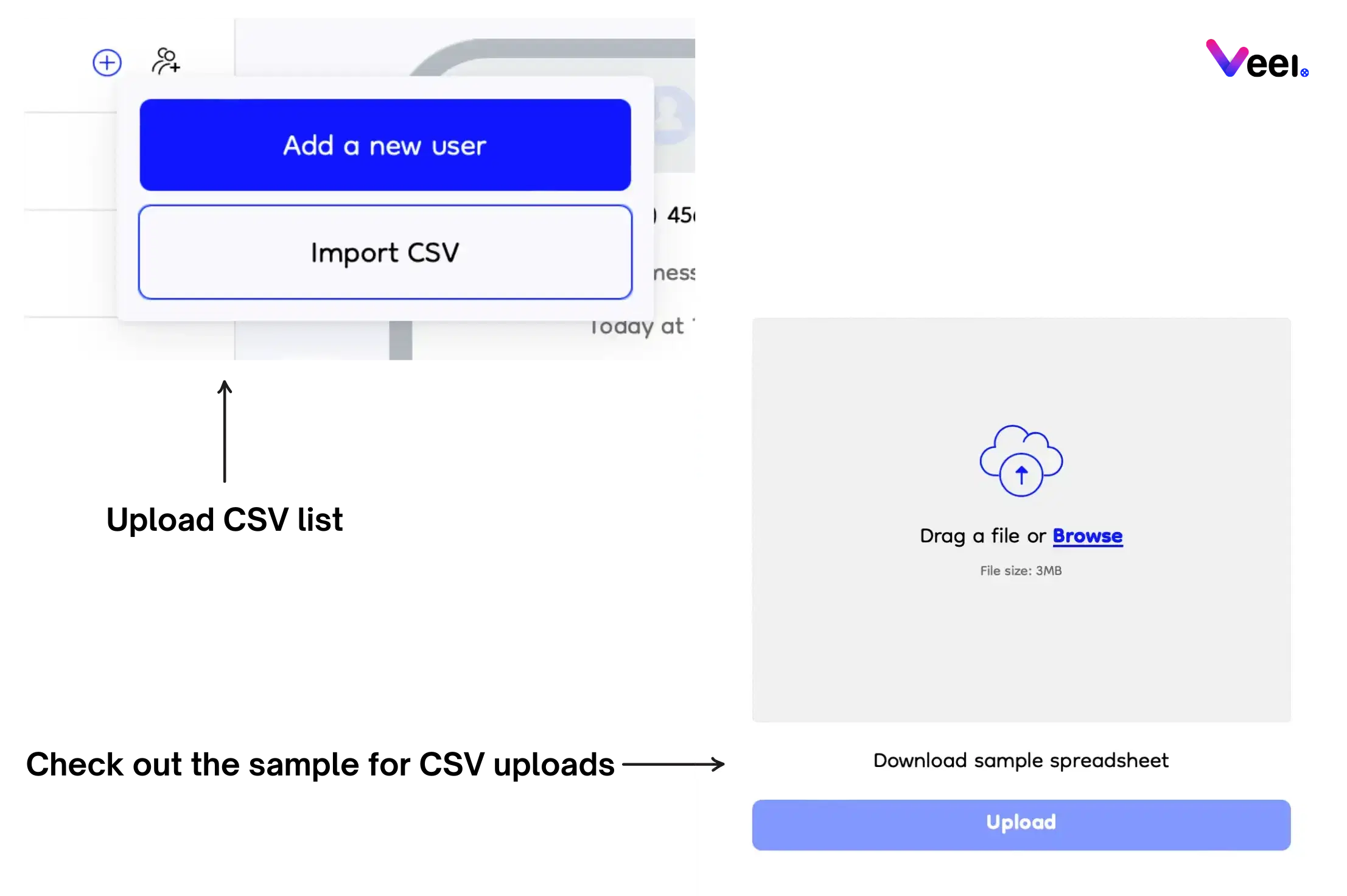 SMS receiver list in Veel App