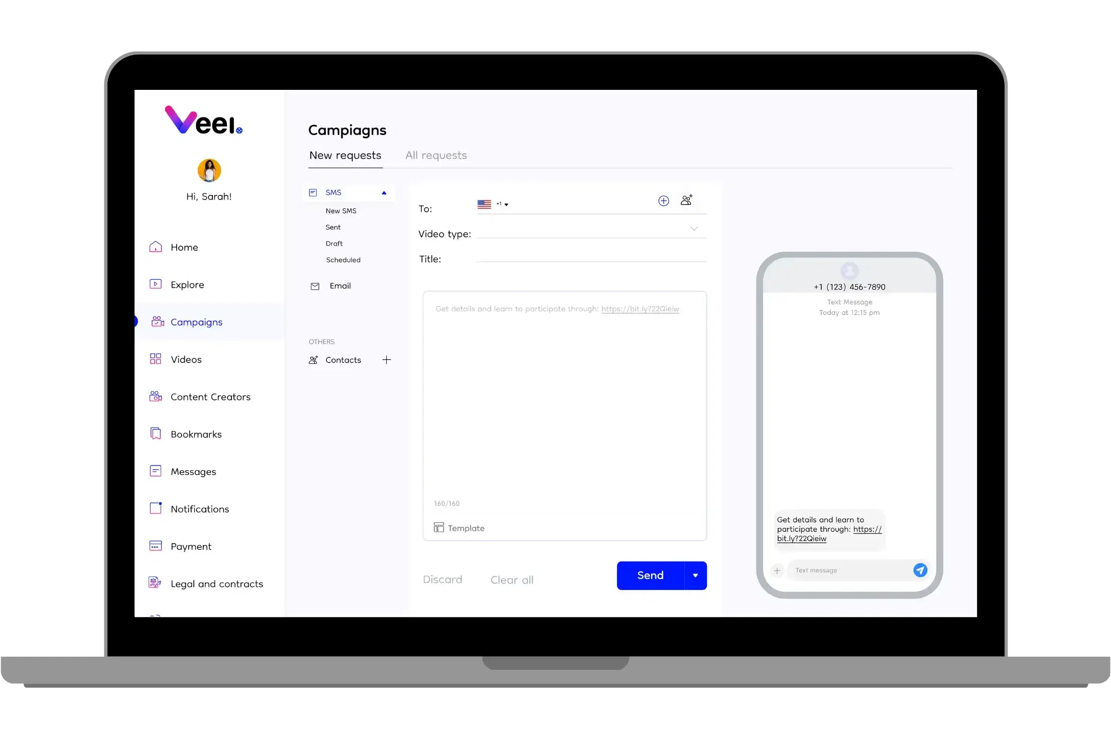 SMS campaigns in Veel App