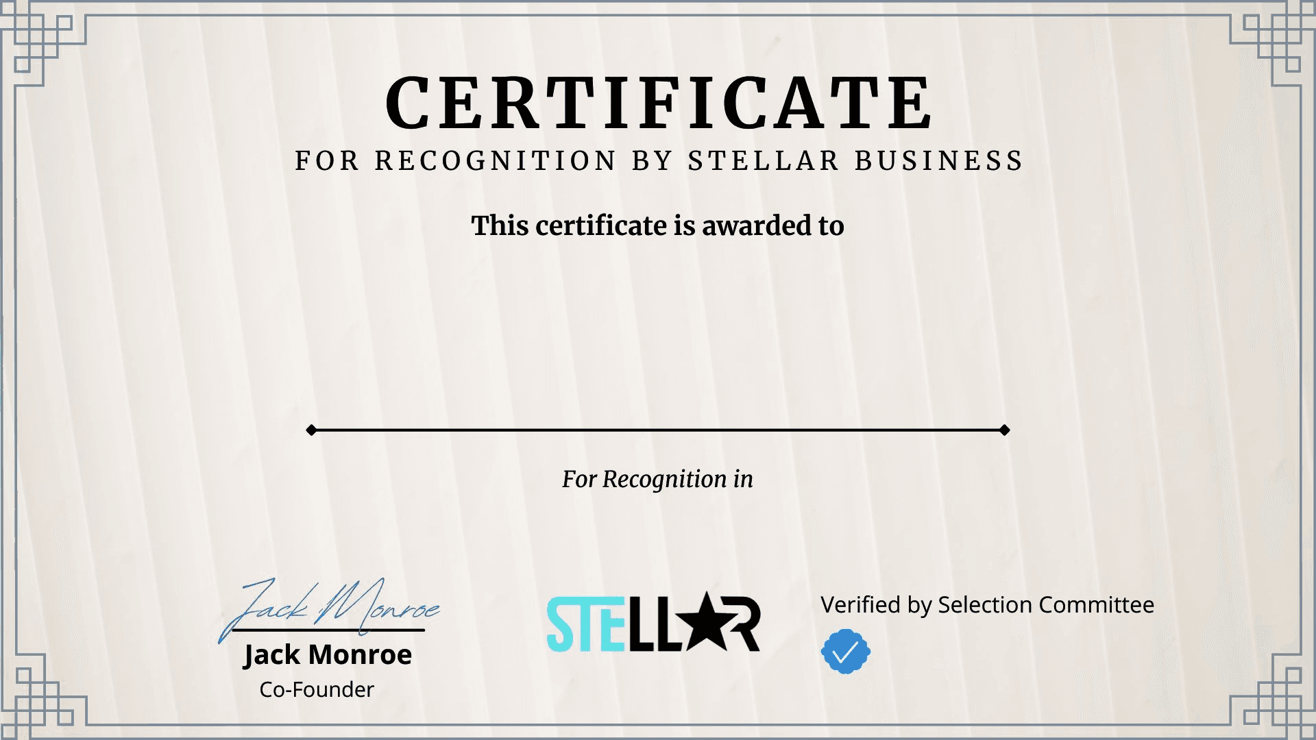Stellar Business Award Certificate_ Veel Inc